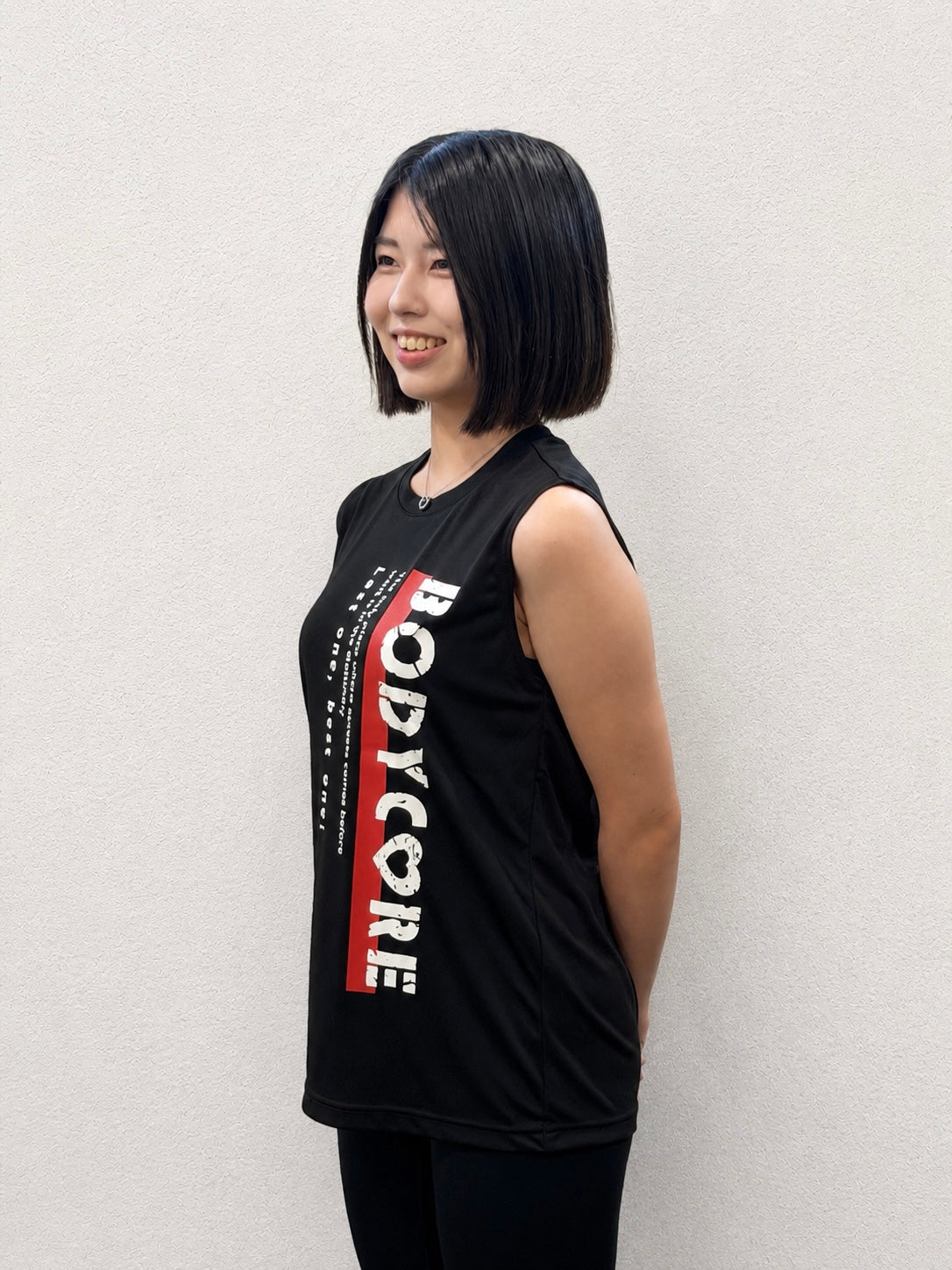 ドライスムーススリーブレスTシャツ 赤ラインBODYCORE