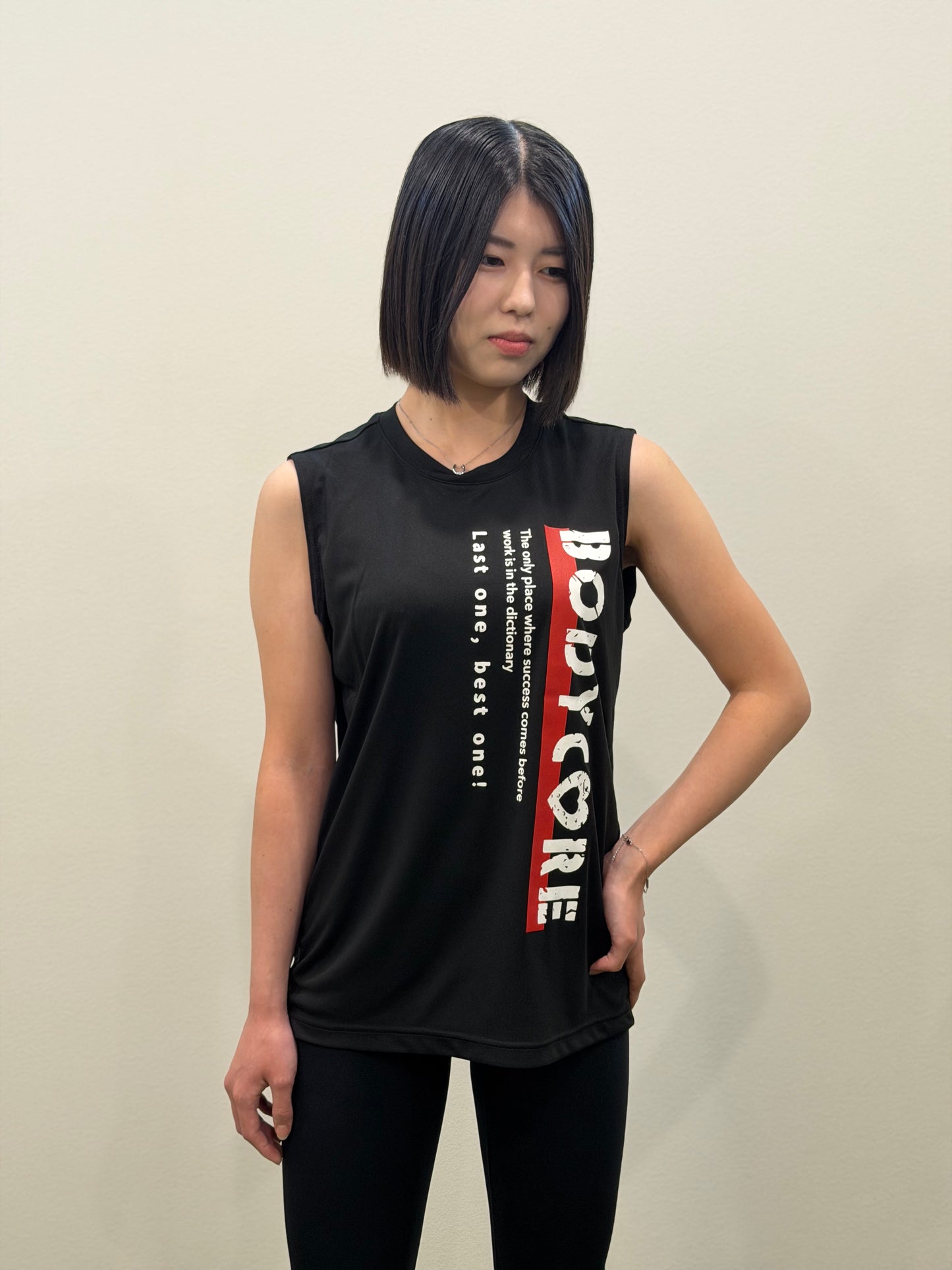 ドライスムーススリーブレスTシャツ 赤ラインBODYCORE