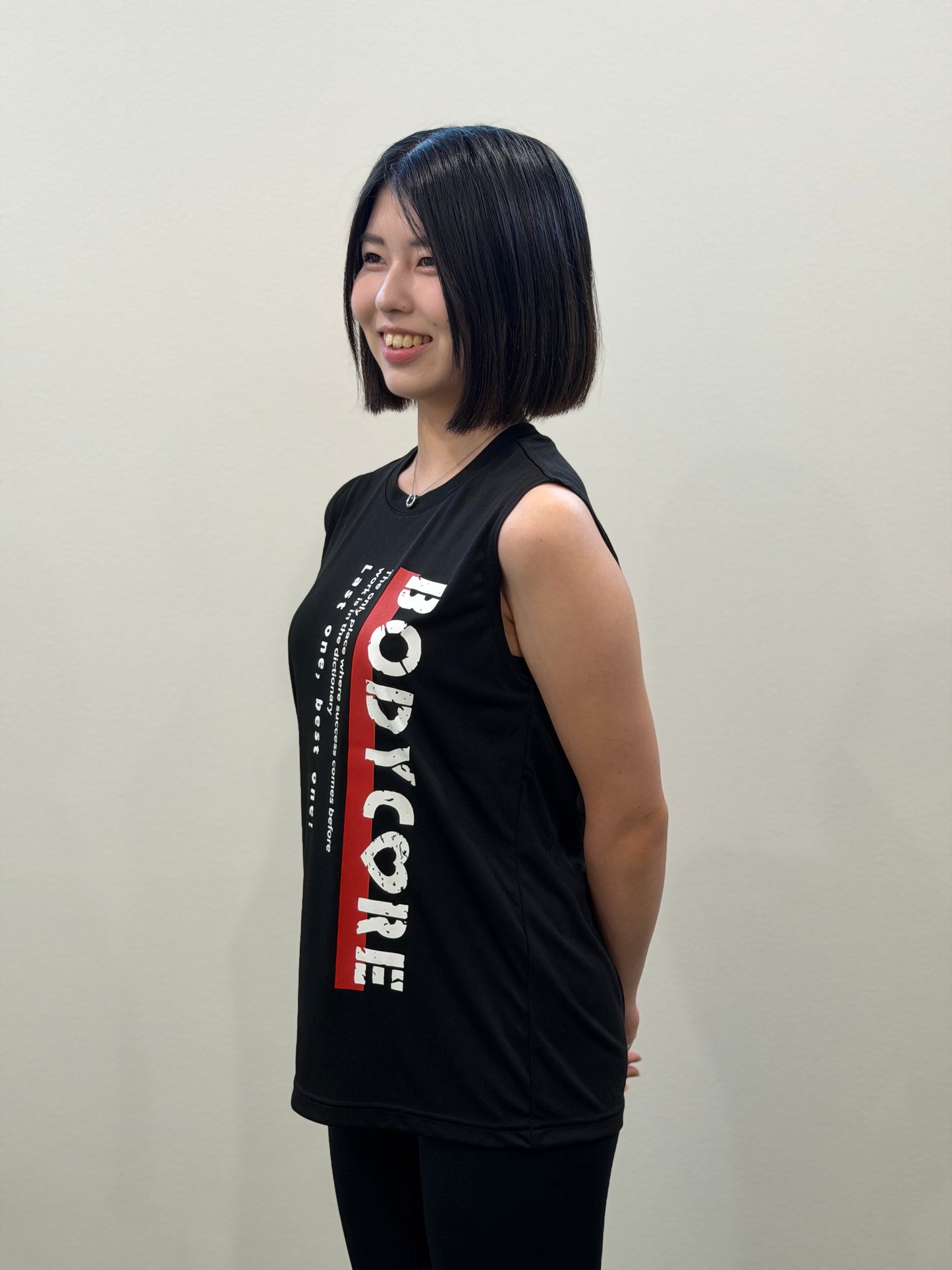 ドライスムーススリーブレスTシャツ 赤ラインBODYCORE
