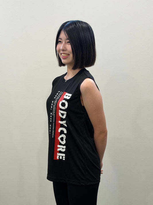 ドライスムーススリーブレスTシャツ 赤ラインBODYCORE