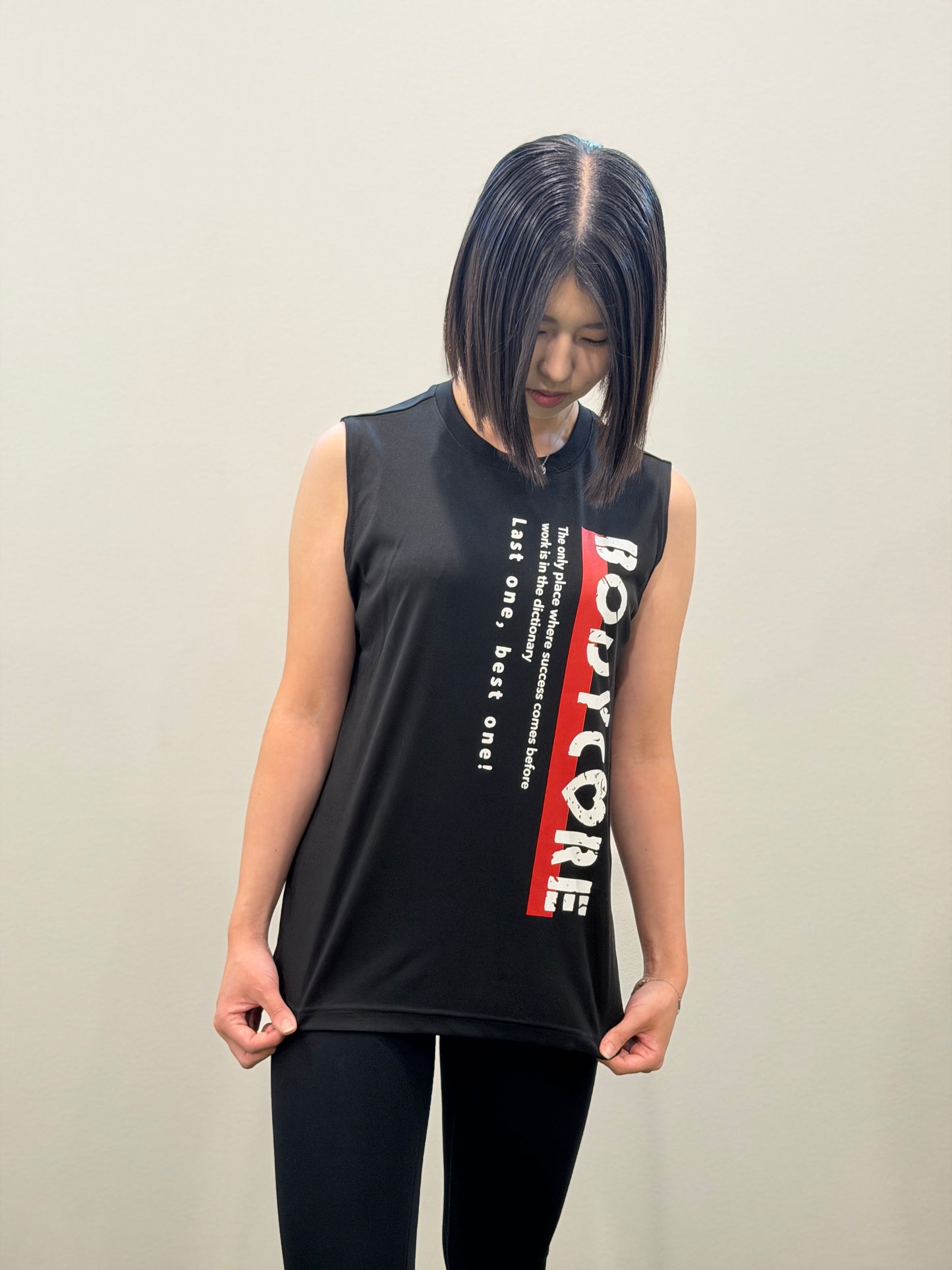 ドライスムーススリーブレスTシャツ 赤ラインBODYCORE